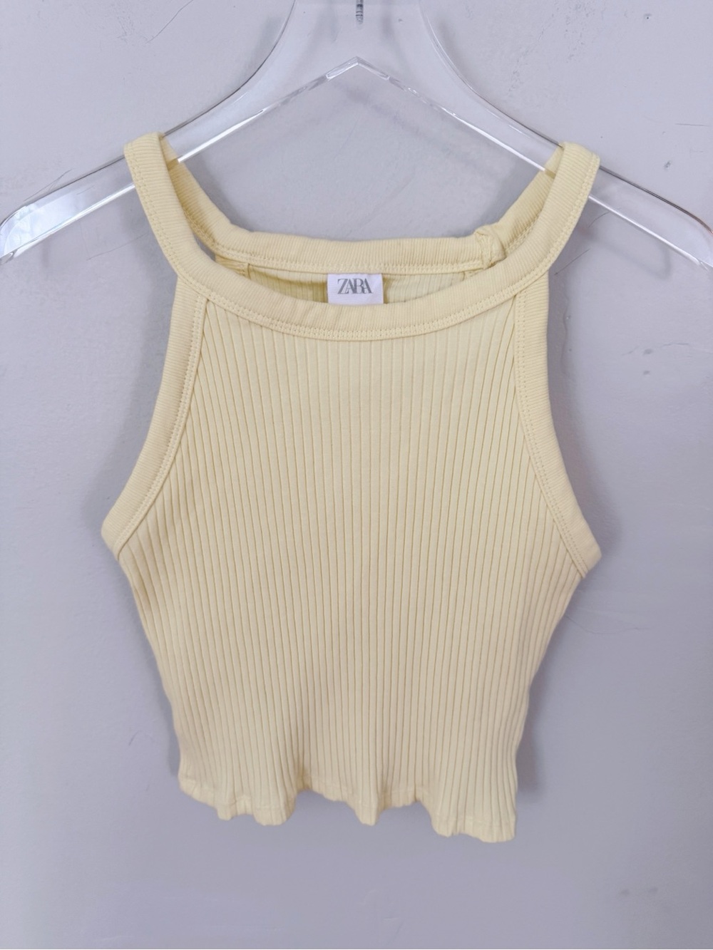 ZARA Kids Girls 11-12 Butter Yellow Ribbed Crop Tank Top 152